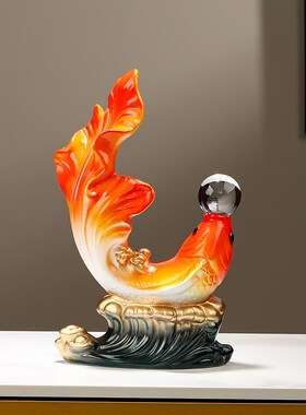 速发锦年有余桌面摆件级意高创感家居展示架年鲤鱼装饰品乔迁礼物