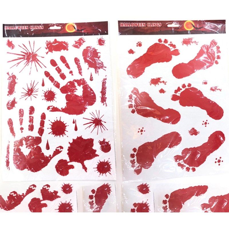 速发圣节血手印墙贴纸窗户玻璃血妆印血掌印化脚饰会装扮配舞品道