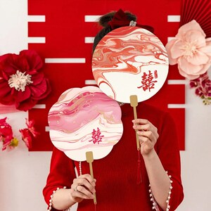 速发顺便伴卖结婚团扇新团买娘中式娘扇迎亲接亲婚礼拍照道具宣纸