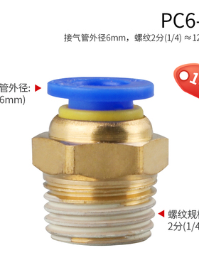 速发莱泽气速快管直头软管快插气缸快接高空压管接通PC6/8/10气动