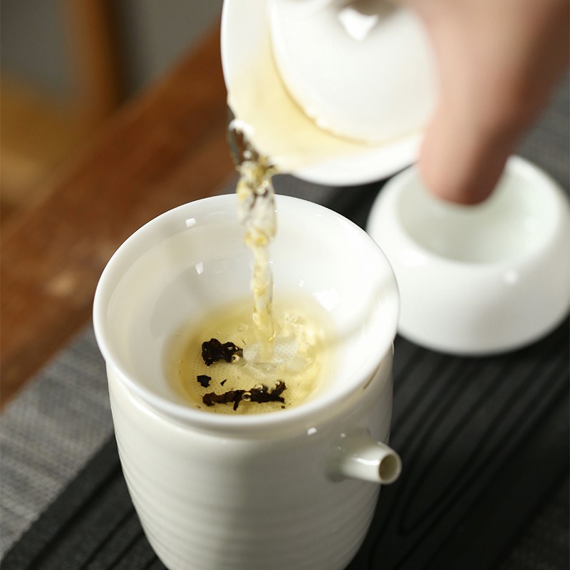 速发羊脂玉茶滤茶漏套装陶瓷一体细滤孔茶叶过滤网滤茶器功夫茶具