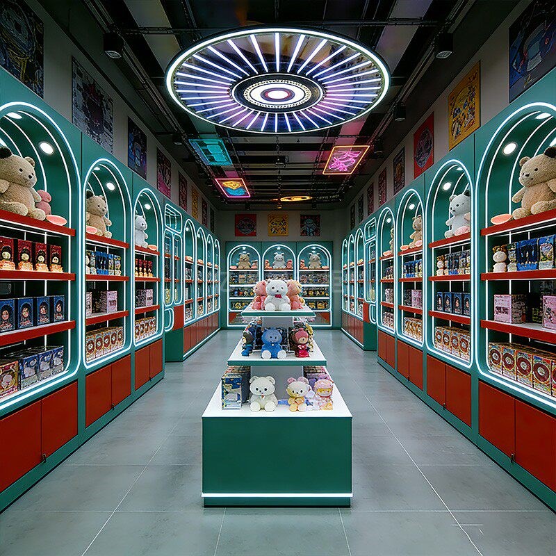 速发现代潮玩电玩城烤漆展示柜毛绒玩具收纳柜展柜产品展示柜