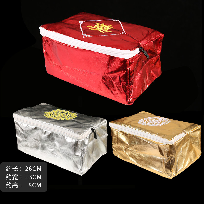 速发盒袋红色金色包袋立体烫金布料立体刺绣防潮色装银邮