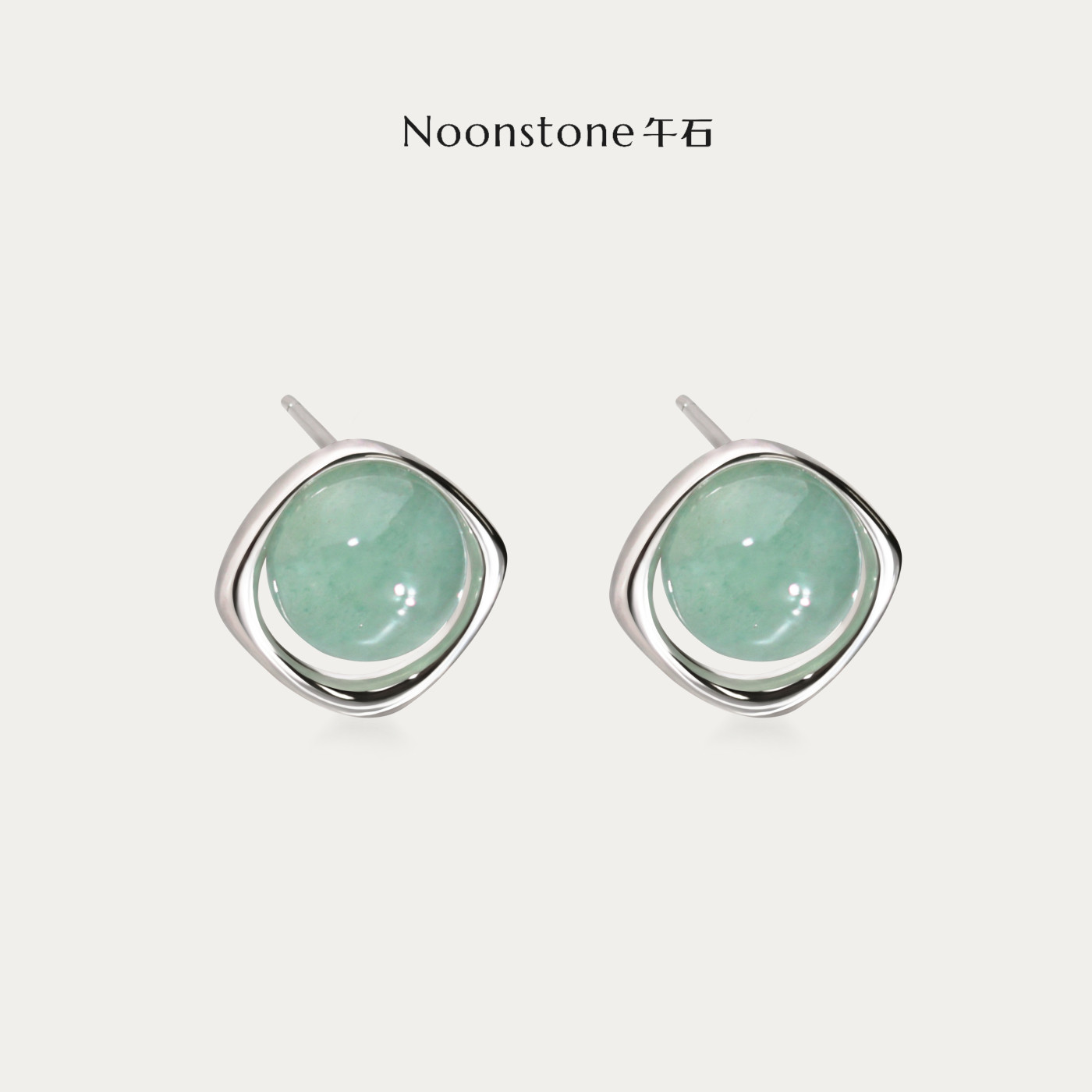Noonstone午石东陵玉镂空耳钉