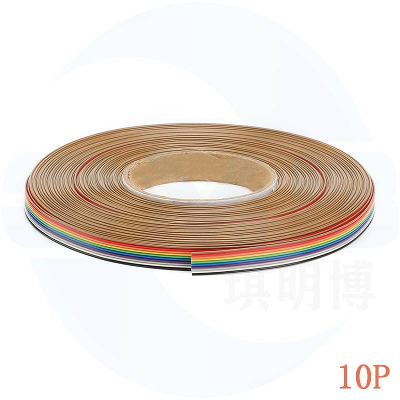 1.27mm10P彩排线7股0.127镀锡铜丝正标彩虹排线OKI2651#28awg现货