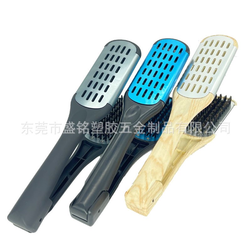 速发夹板梳鬓毛造品直卷两发梳美发用型直发梳猪鬃毛顺用板梳造型