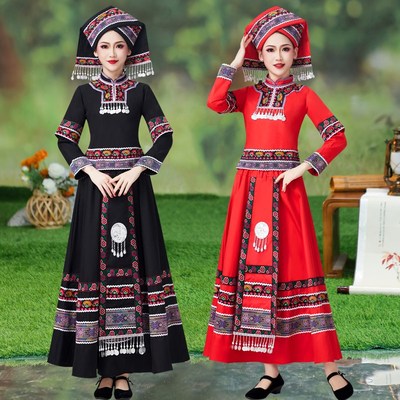 速发饰款壮族服装族西三月三盛装少数民广服新传统壮锦成人长裙套