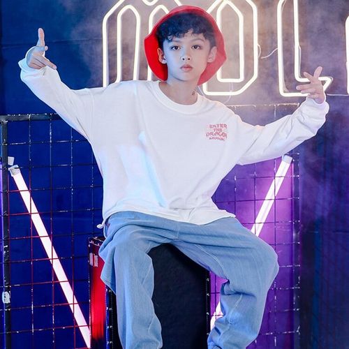 速发儿童街舞服装嘻童男哈宽松长袖少孩hiphop韩版秋冬男儿爵士走