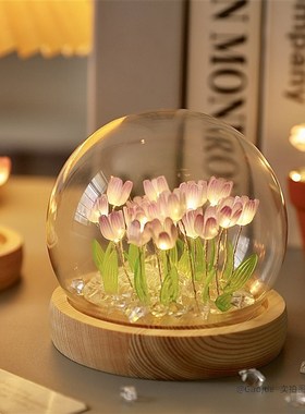 速发生日毕业礼物花手香玻璃郁海氛围小夜灯金工制作拆料包花束