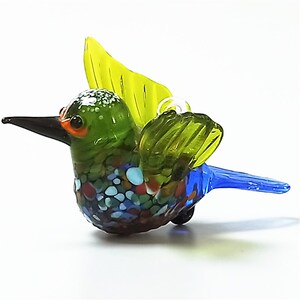 速发彩色玻璃动物摆拉抛光饰丝工艺纸盒包装水鸟花堂蜂鸟摆件礼插