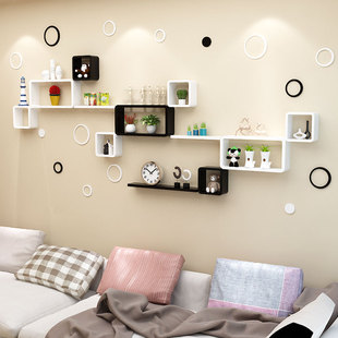 速发墙上置物架客厅沙意卧室房间壁挂墙壁电视背景墙面装饰架创发