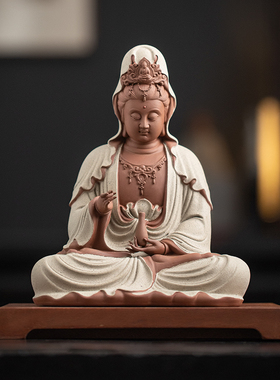 速发中式陶瓷观世音菩萨佛像摆件家用供装客厅玄关禅意奉饰工