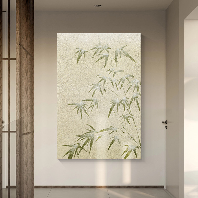 速发竹子玄关装饰画新中式茶室背景墙道画简约走廊过挂壁画无框画
