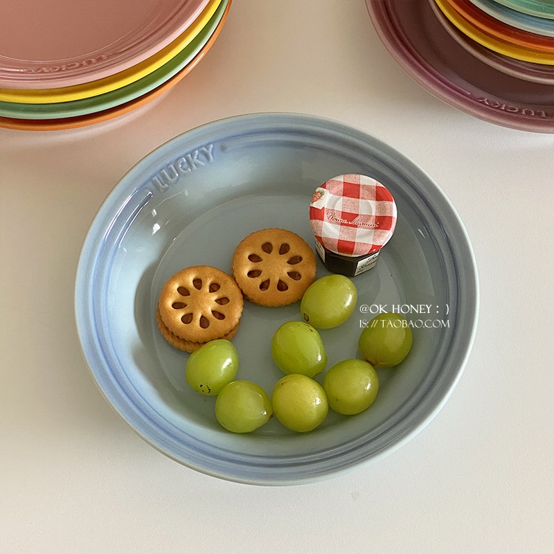 速发彩虹多巴胺风格简盘家用甜品菜肴小料餐渐变碟具餐约个性餐厅