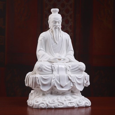 速发德化白瓷三清神像道家祖师爷供奉家用道德元始灵宝摆件