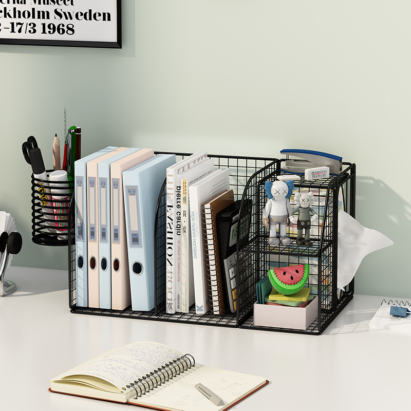 速发桌面铁纳书架宿舍书上多层收艺架办公电脑书桌置物架飘窗桌柜