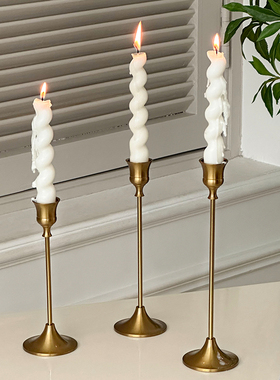 速发复古铜艺餐台欧饰摆件生日婚礼烛桌装式浪漫烛光晚餐拍摄道具