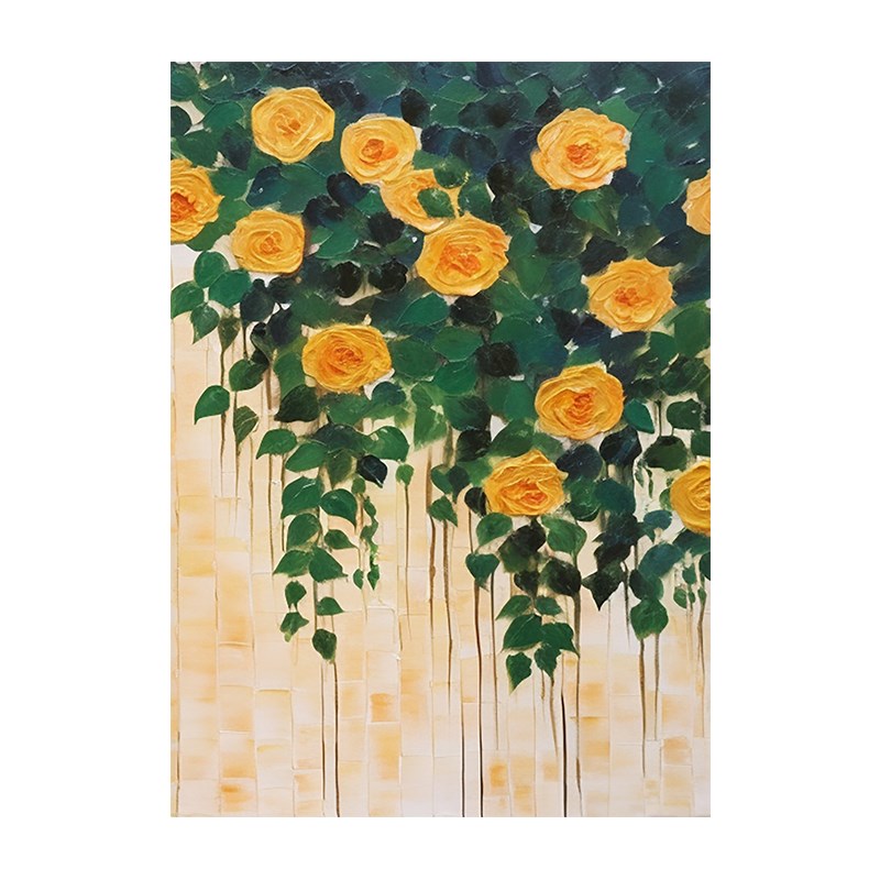 速发蔷薇花纯手绘油画抽象肌理客厅玄关装饰挂画手工砂岩丙烯书房图片