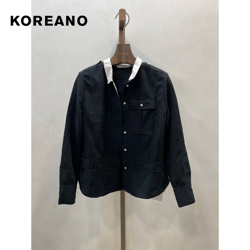 柯利亚诺春秋专柜同款黑绿格经典修身衬衫  CW3654 ￥4280