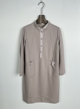 柯罗芭冬季专柜同款灰粉色针织经典连衣裙  LT3851 ￥2990