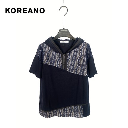 柯利亚诺夏季专柜同款轻松感蕾丝连帽T   TT0104 ￥3280