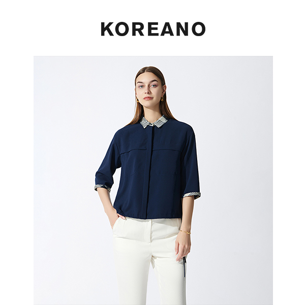 柯利亚诺夏季专柜同款蓝色拼接衬衫  CW0061(UNL)B ￥2880