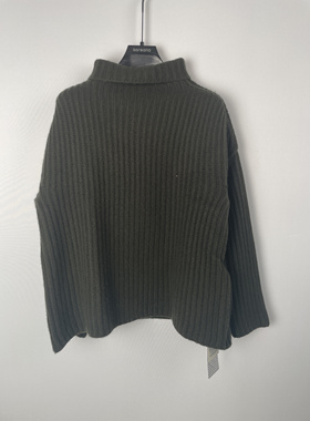 柯利亚诺冬季专柜同款橄榄绿H型高领长袖套头帽毛衫  HR9486G