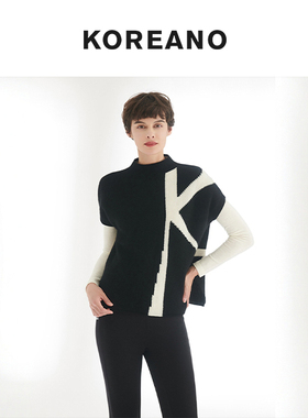 柯利亚诺冬季专柜同款黑白色休闲撞色毛衫  HR9894G ￥5280