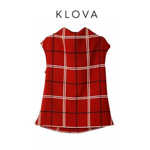 BUN 上TW5034 ￥1190 红驼苏格兰格纹印花坎袖 柯罗芭春秋专柜同款