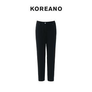 专柜同款 XUN 石墨黑半松紧腰小萝卜裤 KW3489 柯利亚诺冬季