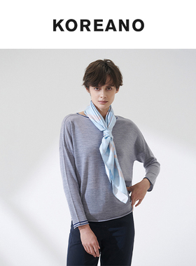 柯利亚诺春秋专柜同款中灰色大圆领撞色毛衫  HY9641G ￥1880