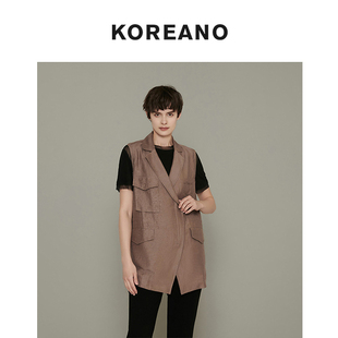 柯利亚诺夏季专柜同款不对称偏门襟棉麻马甲  JW3349吊牌价3280