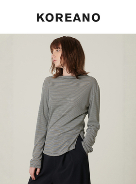 柯利亚诺春秋专柜同款连立领针织条纹打底T恤  TT2849 ￥1590