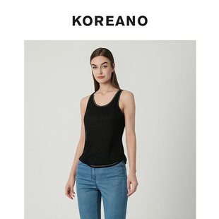 9UN BT0141 ￥1280 黑色圆领撞色牙边背心 柯利亚诺春秋专柜同款