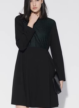 柯利亚诺春秋专柜同款黑色针织蕾丝A型连衣裙 LT5717(JUN)￥2390