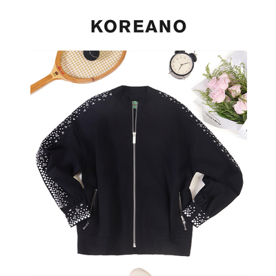 柯利亚诺春秋专柜同款黑箱型经典夹克式卫衣外套  ST4235吊牌2090