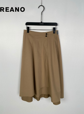 柯利亚诺夏季专柜同款奶咖色松紧腰A型不对称半裙  QW9374 ￥2280