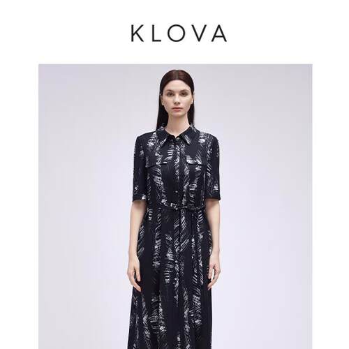【KLOVA】夏季水墨玉石白花连衣裙 【H】 LI6097(AUN)