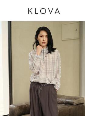 柯罗芭春秋小立领格纹抽绳衬衫 【H】 TW5039(BUN) ￥1590