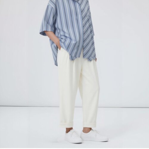 柯利亚诺夏季专柜同款白色打褶萝卜裤  KW5148 ￥1880