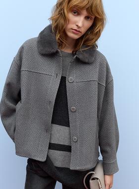 柯罗芭冬季专柜同款潜望镜灰色短外套  SY2816(UN) ￥15900