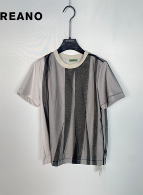 柯利亚诺夏季专柜同款浅灰色欧根纱宽松棉质T恤  TT3673 ￥1590