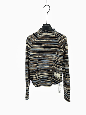 柯利亚诺春秋专柜同款不规则蓝褐条纹打底T恤  TT7453 ￥1590