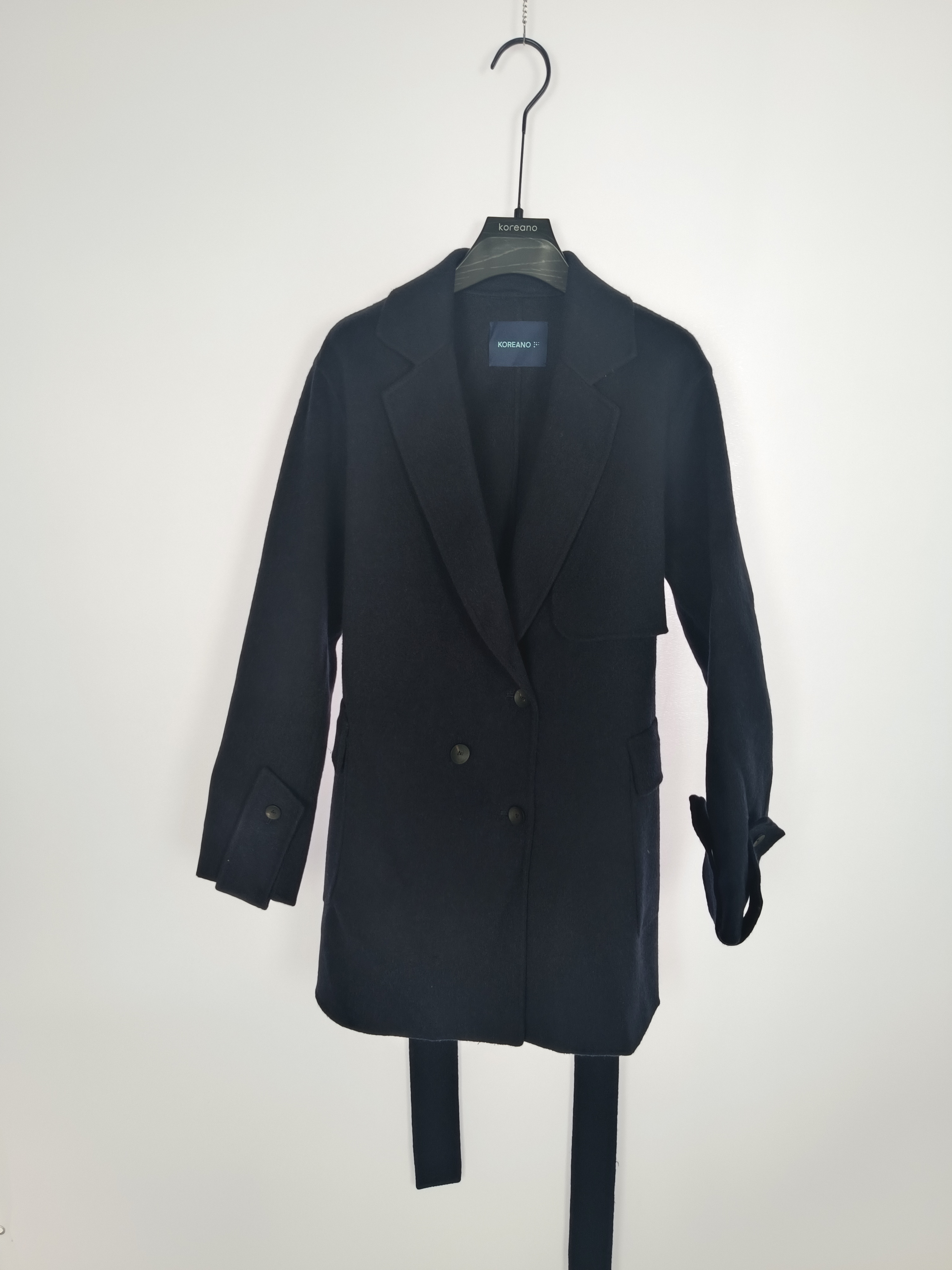 柯利亚诺冬季专柜同款蓝黑色微落肩西服领宽松外套  SY4232(JUN)A