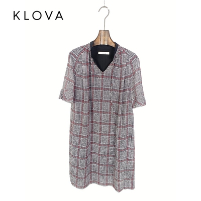 柯罗芭夏季专柜同款千鸟格格纹印花连衣裙  LW5158 ￥3490