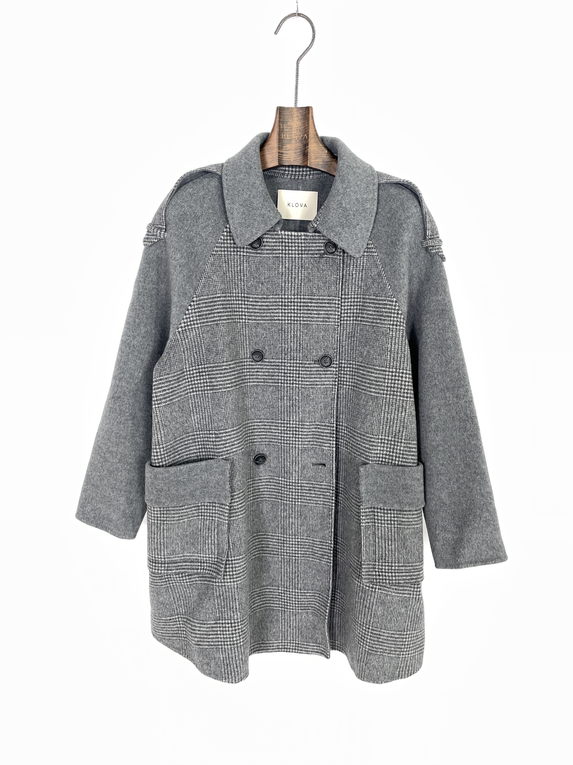 柯罗芭冬季专柜同款羊毛羊绒双面呢浅灰格大衣  FY1200 ￥9900