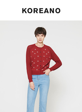 柯利亚诺春秋专柜同款红色小圆领毛衫  ZK9890G ￥2680