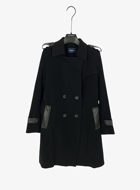 柯利亚诺冬季专柜同款石墨黑色双门襟收腰大衣  FY3987 ￥4290