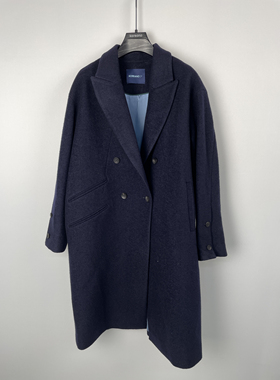 柯利亚诺冬季专柜同款花青色落肩长款双门襟大衣  FY4248A ￥4290