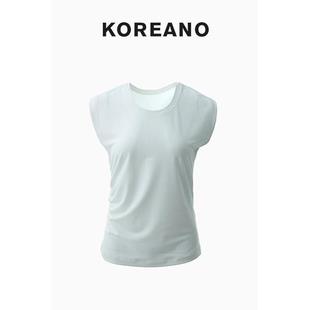 TT4795 玉芽白色圆领不对称T恤 夏季 JUN KOREANO